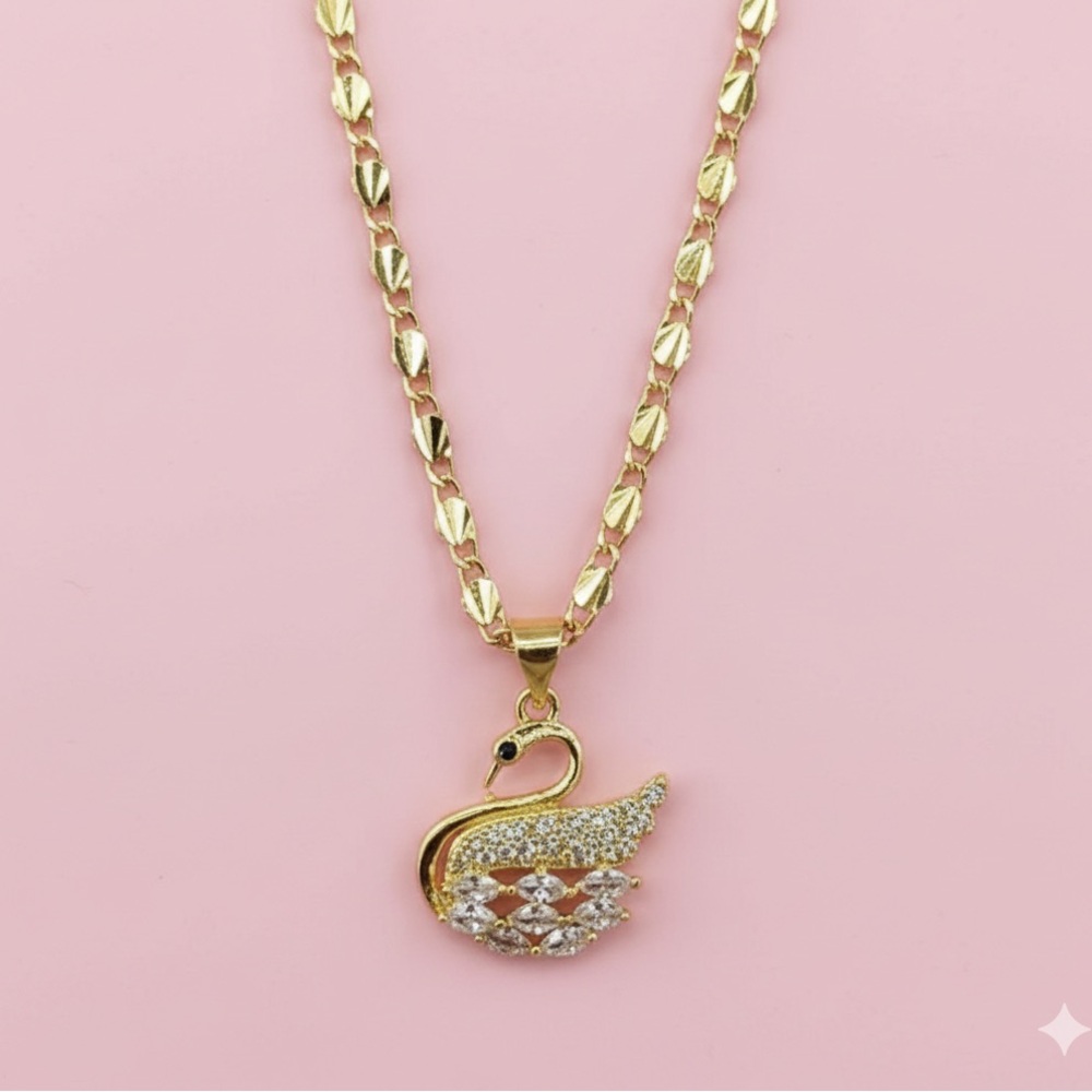 Elegant Gold Swan Pendant Necklace